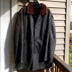 Coat Men's Brown leather/ fur lined